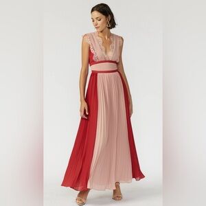NWT* ADELYN RAE - Elliot Pleated Maxi Dress In Cherry -blush